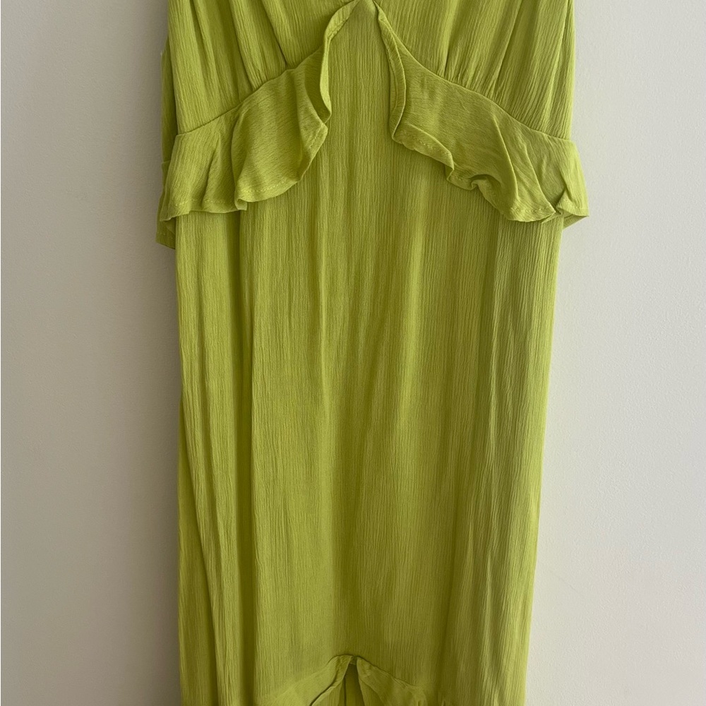 Lulu's Chartreuse High-Low Ruffle Slip Dress - Picture 5 of 7